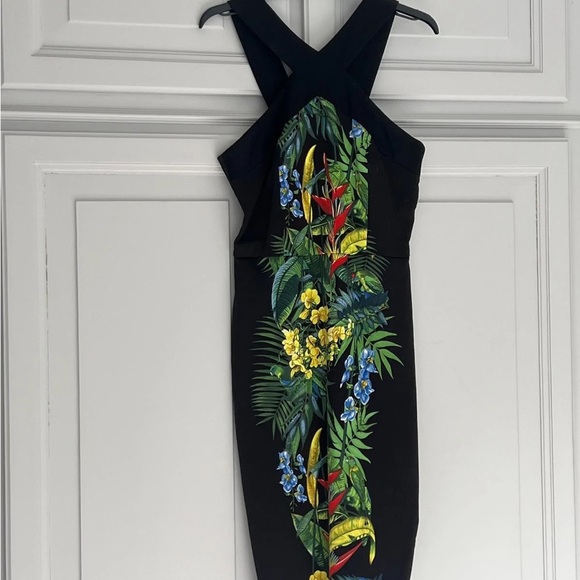 Oasis Black Dress with Tropical Floral Design - Picture 1 of 6